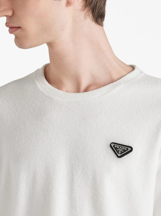Prada Plaque Oversized Fit Polyester T-Shirt - White