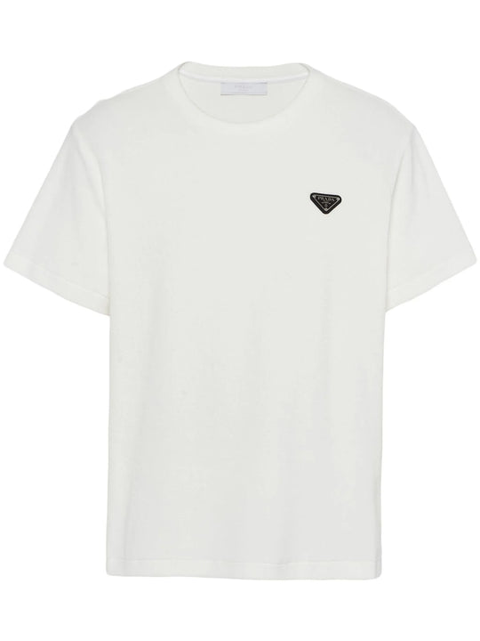 Prada Plaque Oversized Fit Polyester T-Shirt - White