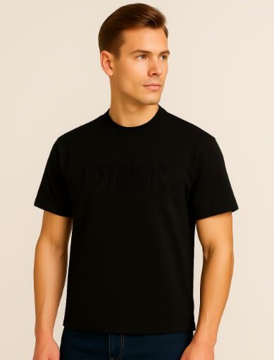 Dior And Stone Island T-Shirt, Oversized Fit Black Cotton Jersey