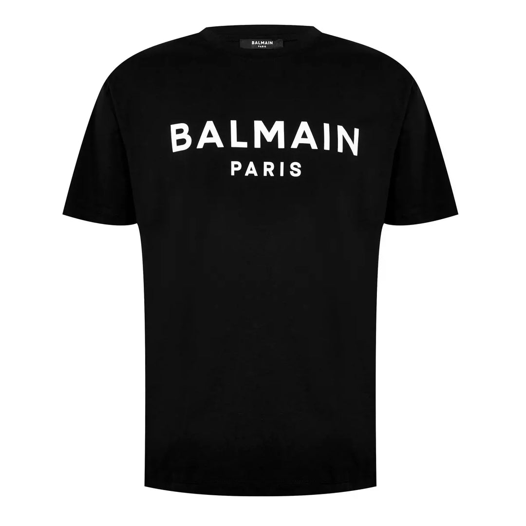 Tシャツ・カットソー BALMAIN LOGO ORGANIC COTTON T-SHIRT Balmain Logo Print Organic Cotton Jersey T-Shirt – Charming