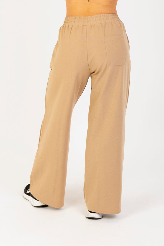 Women's Casual Wide-Leg Sweatpants with Drawstring Waist in Beige
