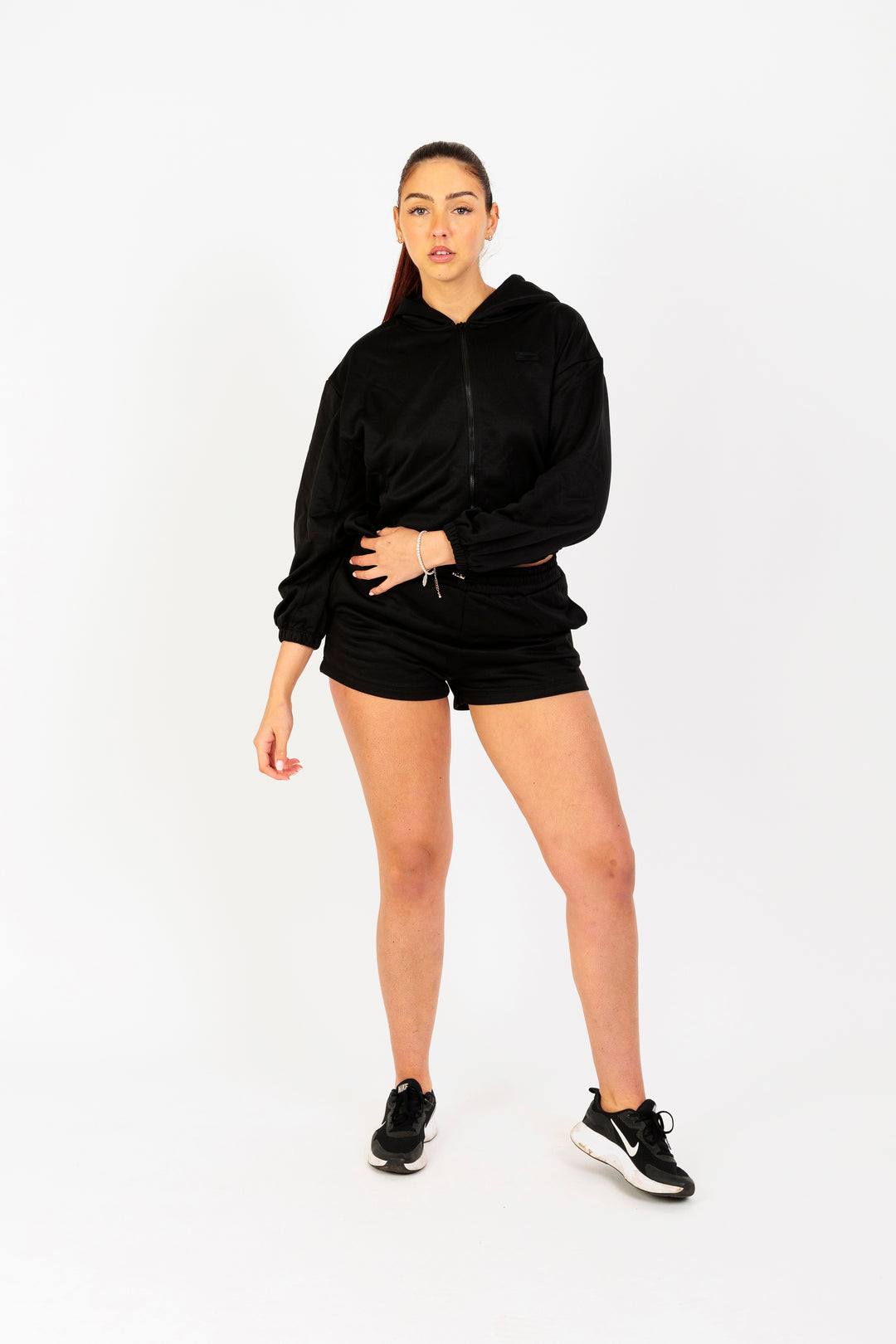 Lightweight Hooded Jacket with Pockets for Women in Black