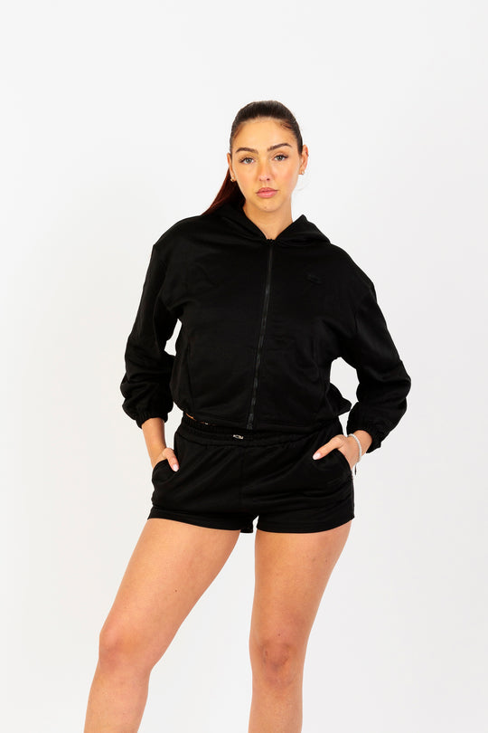 Lightweight Hooded Jacket with Pockets for Women in Black