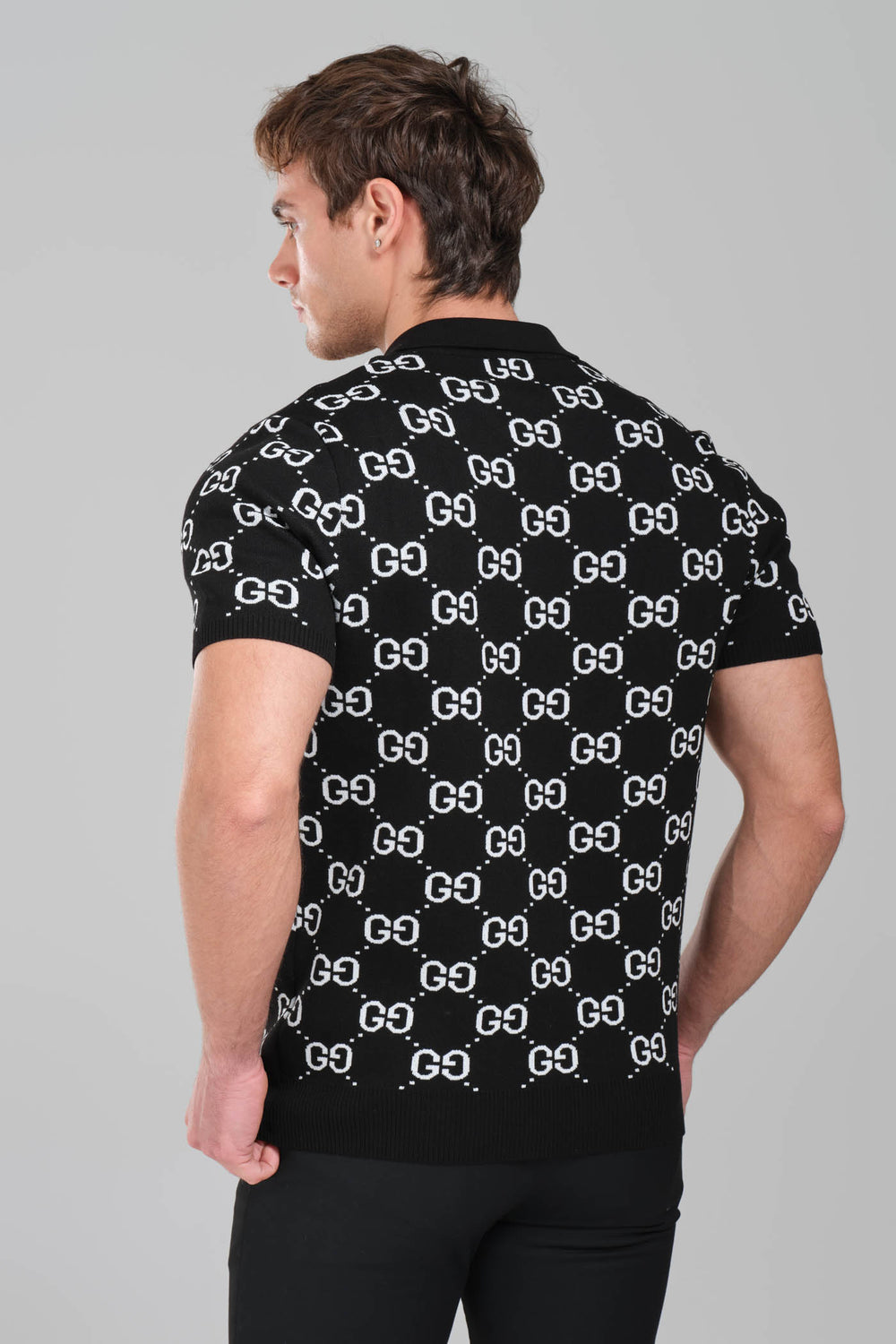 GUCCI GG Stretch Cotton  Polo T-shirt Black